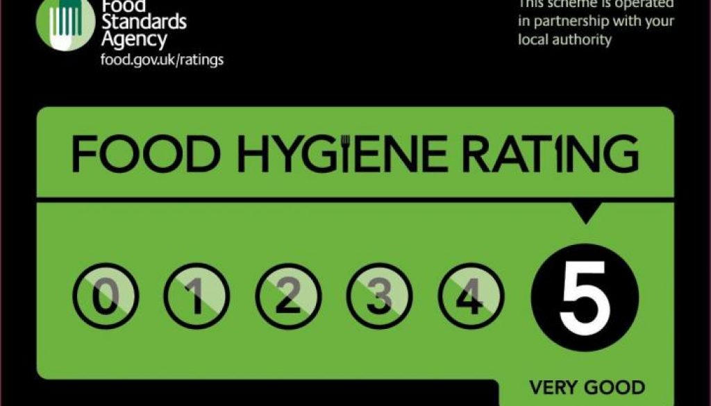 White Horse 5 Star Food Hygiene Rating from the Food Standards Agency - October 2019